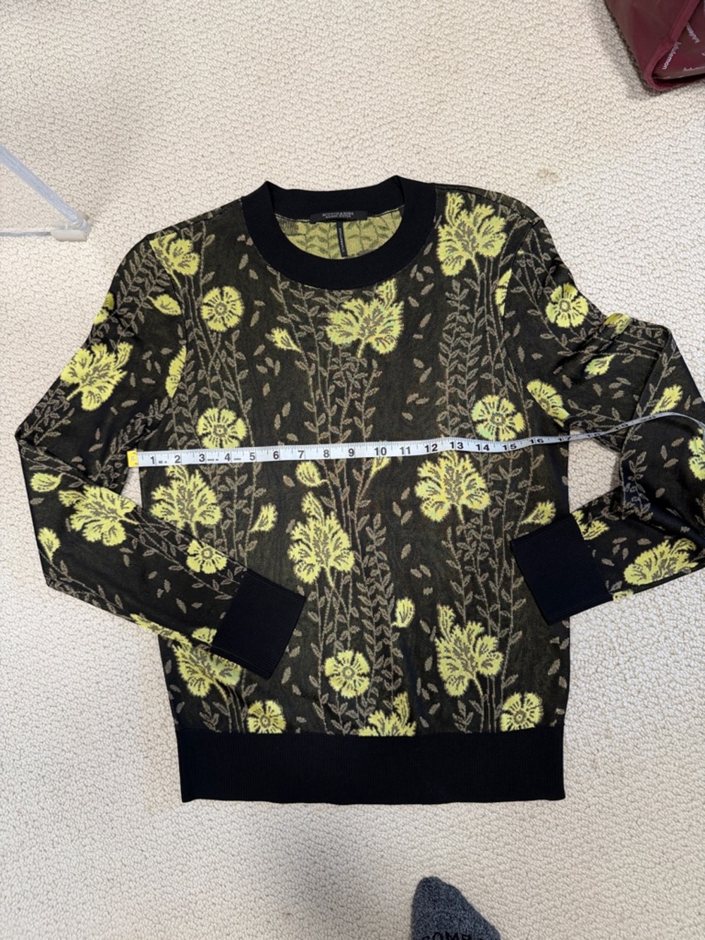 Scotch & Soda Black Sweater with Gold Floral Jacquard